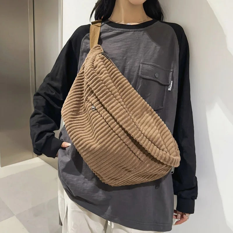 Maxi sac banane velours cotelé