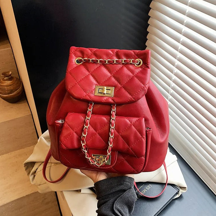 sac a dos cuir rouge