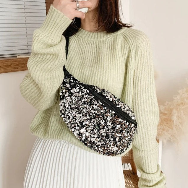 sac banane bandouliere paillette