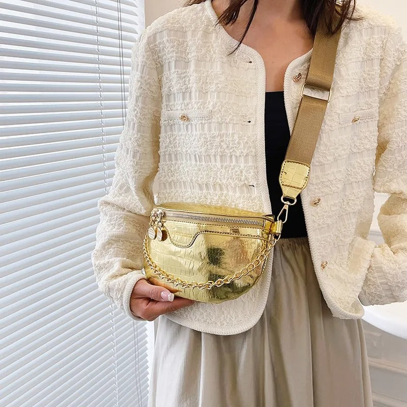 sac banane femme en doré 