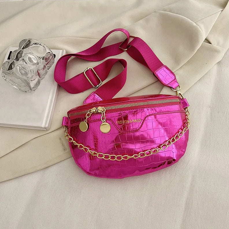 sac banane rose metallique