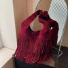 Ssac frange daim bordeaux