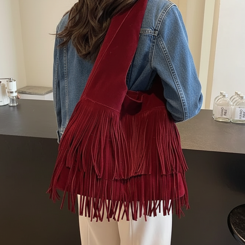 Ssac frange daim bordeaux