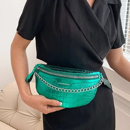 Sac banane vert métallisé