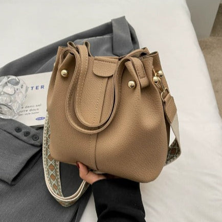Sac seau cuir beige