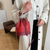 Sac seau rouge cuir petit modele