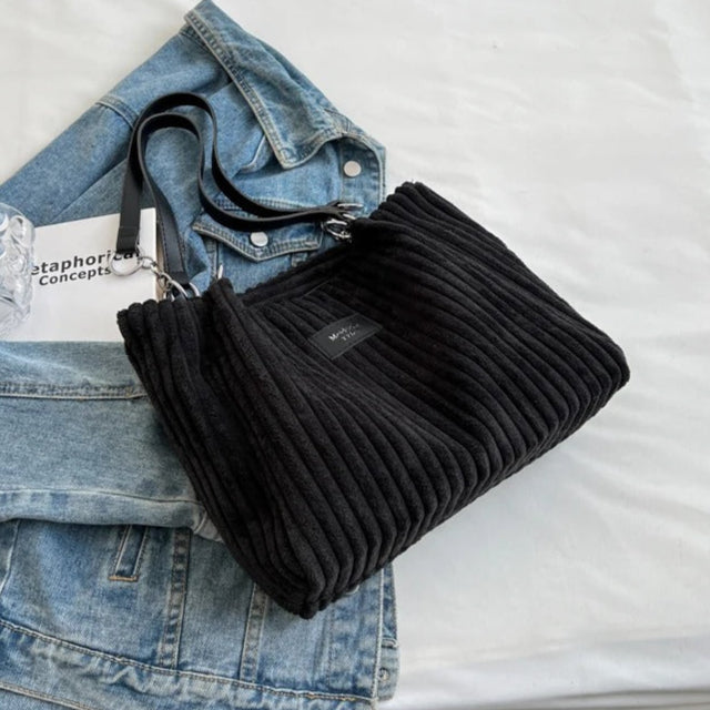 Sac velours côtelé noir