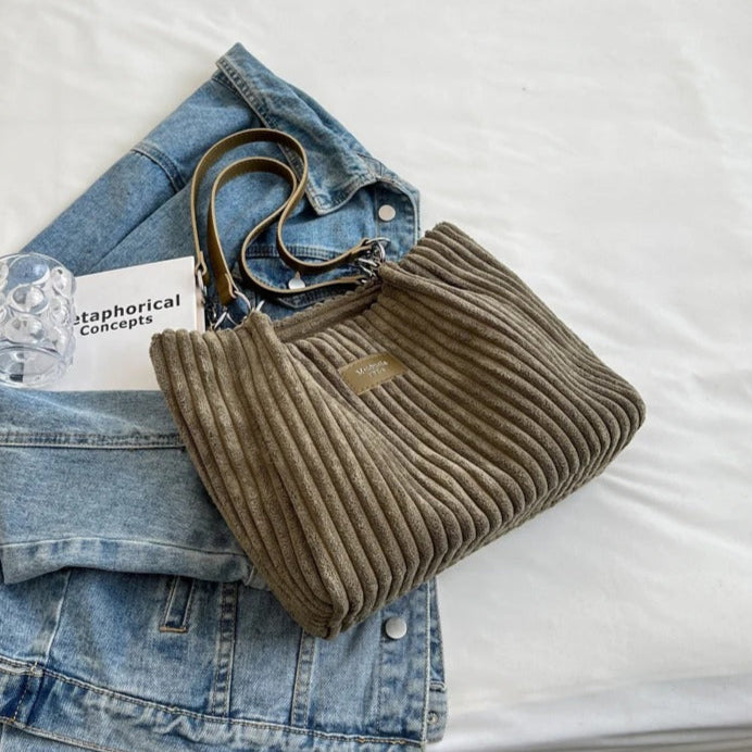 Sac velours côtelé vert