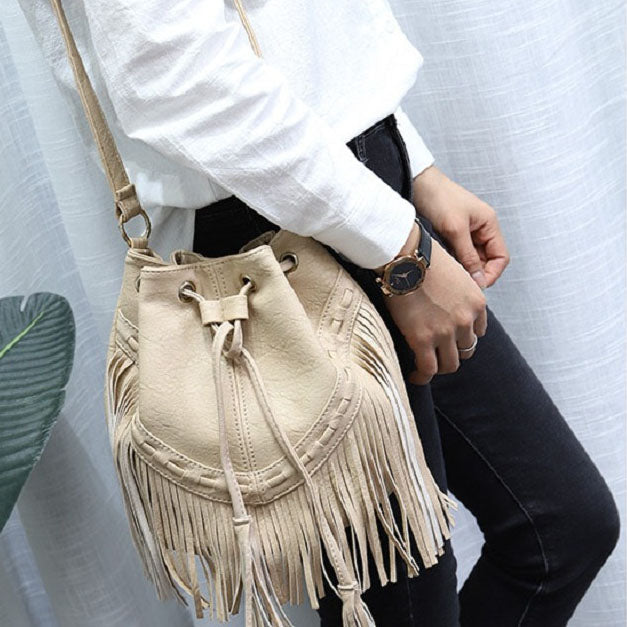 sac a franges beige