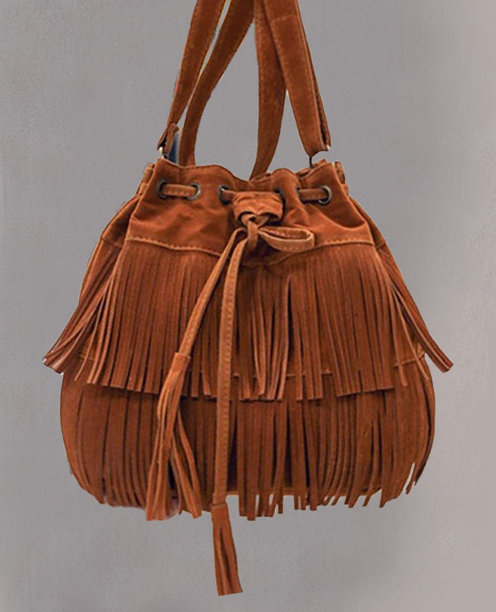 Sac seau à franges en noir Sac Seau