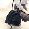 sac a main franges en daim noir